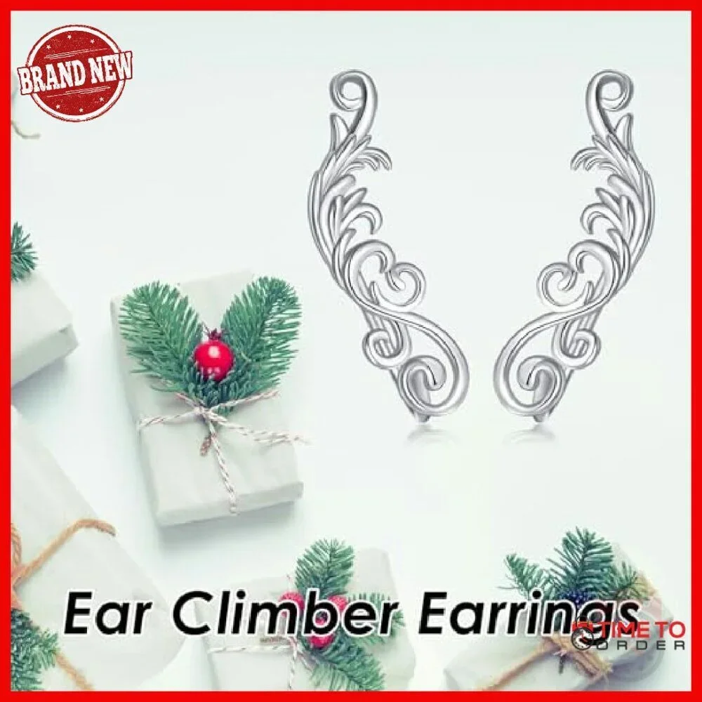 Sterling Silver Filigree Crawler Earrings Hypoallergenic 17mm